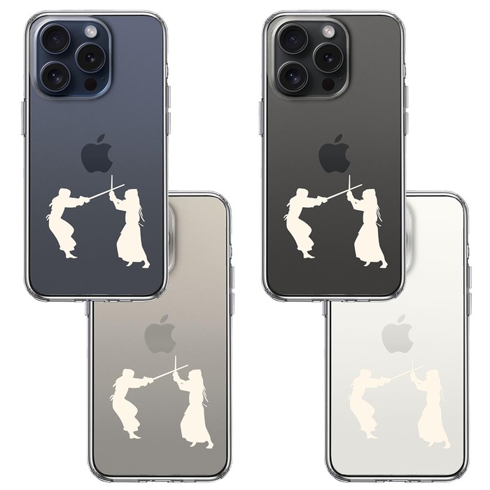 iPhone15Pro ケース クリア 剣道 ホワイト スマホケース 側面ソフト 背面ハード ハイブリッド -1