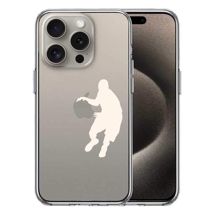 iPhone15Pro ケース クリア バスケット リブル ホワイト スマホケース 側面ソフト 背面ハード ハイブリッド -0