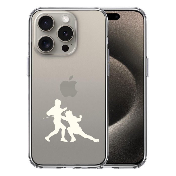 iPhone15Pro ケース クリア フェンシング ホワイト スマホケース 側面ソフト 背面ハード ハイブリッド -0
