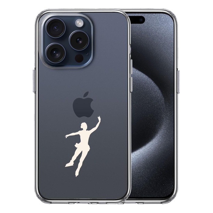 iPhone15Pro ケース クリア フィギアスケート 女子 ホワイト スマホケース 側面ソフト 背面ハード ハイブリッド -0