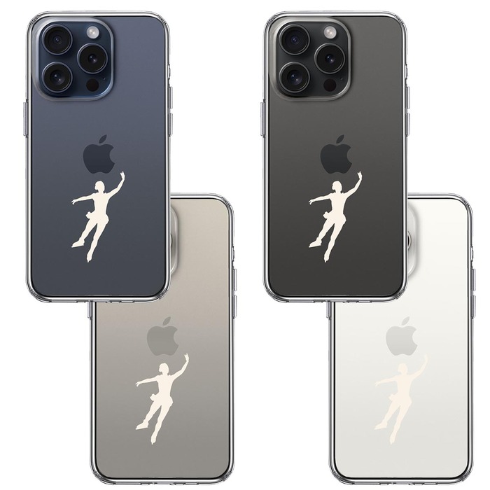 iPhone15Pro ケース クリア フィギアスケート 女子 ホワイト スマホケース 側面ソフト 背面ハード ハイブリッド -1
