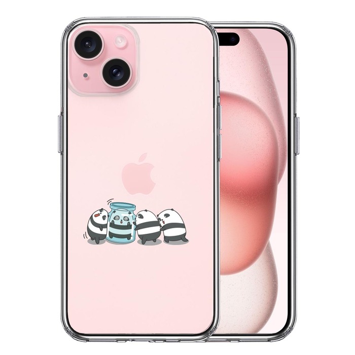 iPhone15Plus ケース クリア カプセル パンダ スマホケース 側面ソフト 背面ハード ハイブリッド -0