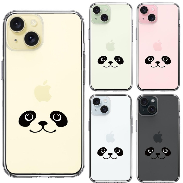 iPhone15 ケース クリア パンダ 顔 スマホケース 側面ソフト 背面ハード ハイブリッド -1
