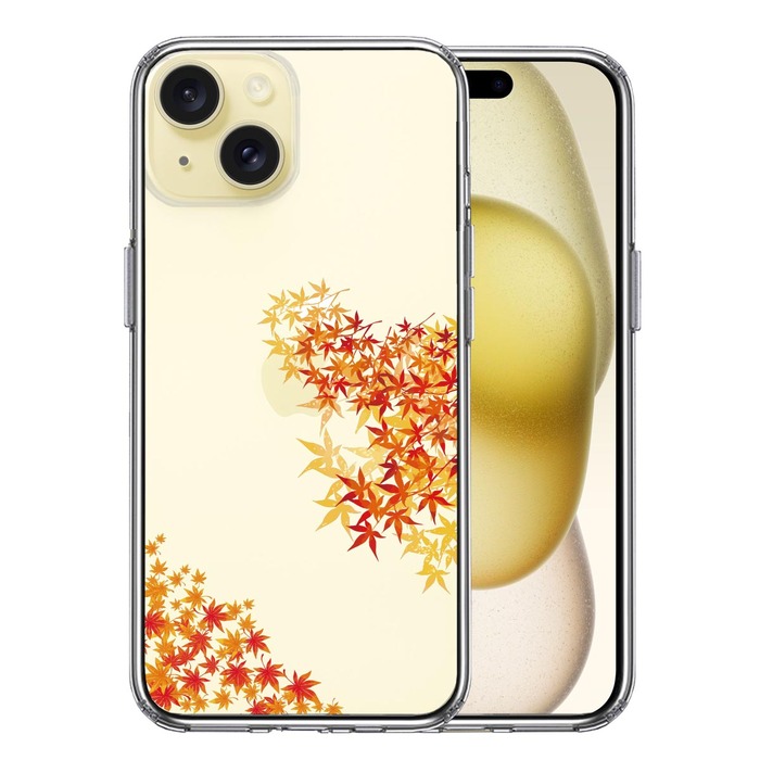iPhone15 ケース クリア 季節 紅葉 もみじ 秋 スマホケース 側面ソフト 背面ハード ハイブリッド -0