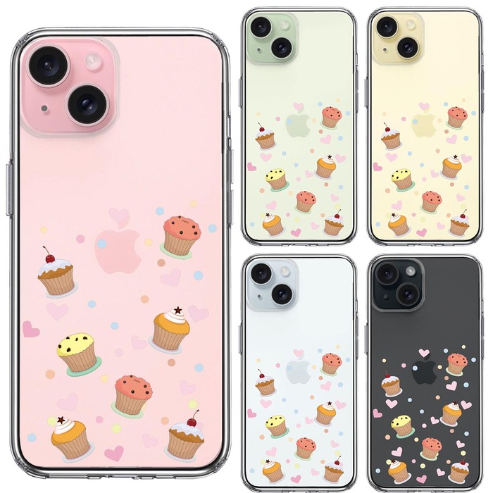 iPhone15Plus ケース クリア カップケーキ 3 スマホケース 側面ソフト 背面ハード ハイブリッド -1