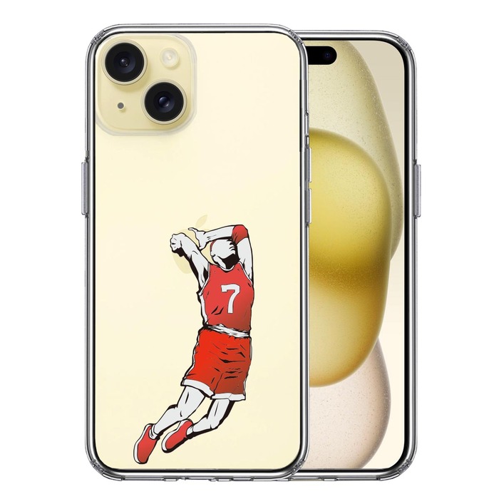 iPhone15Plus ケース クリア バスケットボール ダンク４ スマホケース 側面ソフト 背面ハード ハイブリッド -0