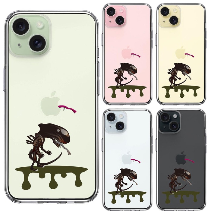iPhone15 ケース クリア 地球外生命体 スマホケース 側面ソフト 背面ハード ハイブリッド -1
