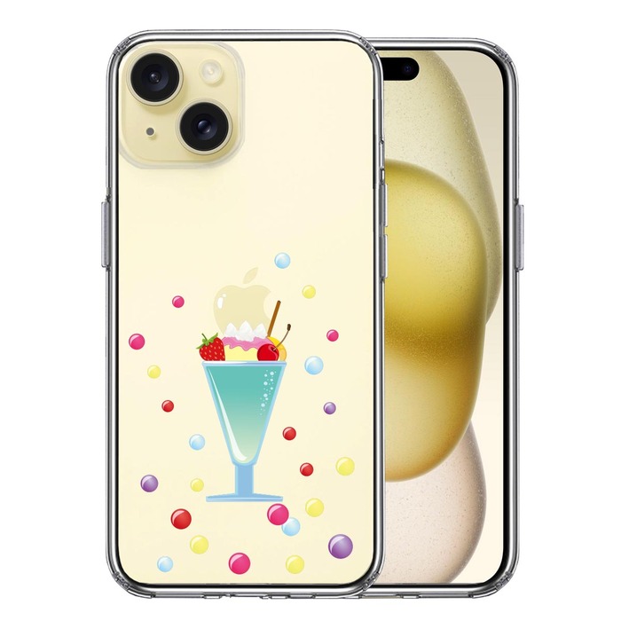 iPhone15 ケース クリア サンデー パフェ スマホケース 側面ソフト 背面ハード ハイブリッド -0