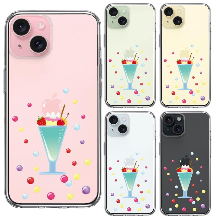 iPhone15 ケース クリア サンデー パフェ スマホケース 側面ソフト 背面ハード ハイブリッド -1