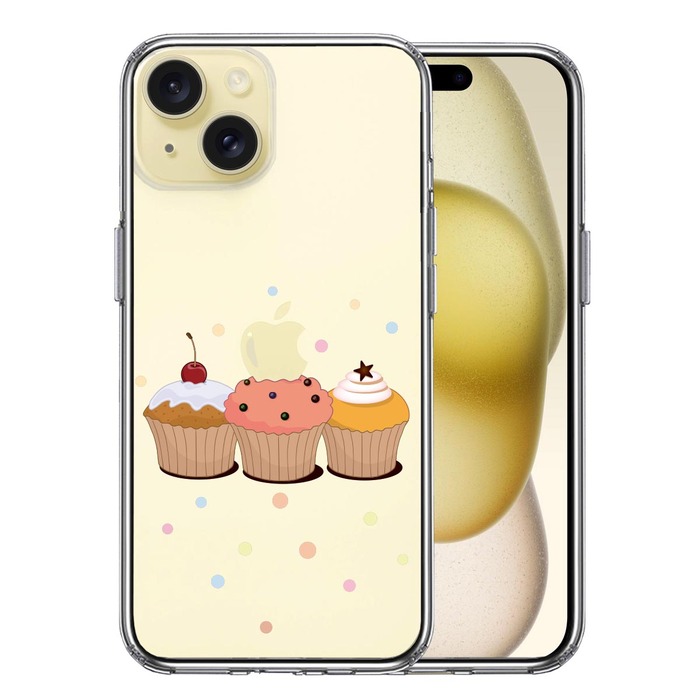 iPhone15 ケース クリア カップケーキ 2 スマホケース 側面ソフト 背面ハード ハイブリッド -0