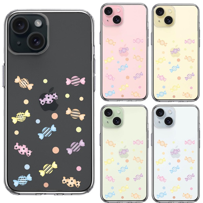 iPhone15 ケース クリア キャンディ スマホケース 側面ソフト 背面ハード ハイブリッド -1