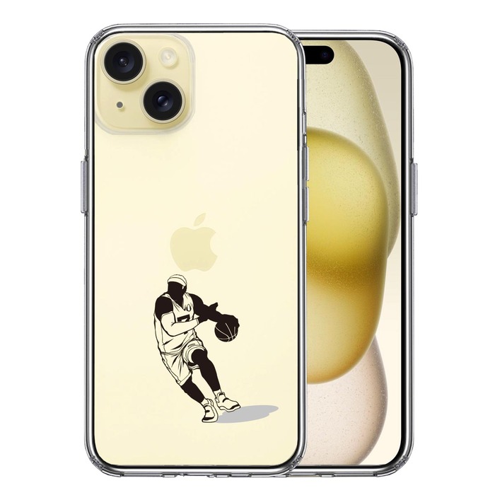 iPhone15 ケース クリア バスケットボール ドリブル 2 スマホケース 側面ソフト 背面ハード ハイブリッド -0