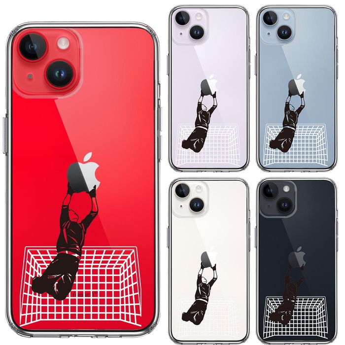 iPhone14 ケース クリア サッカーGK ジャンピングキャッチ スマホケース 側面ソフト 背面ハード ハイブリッド -1