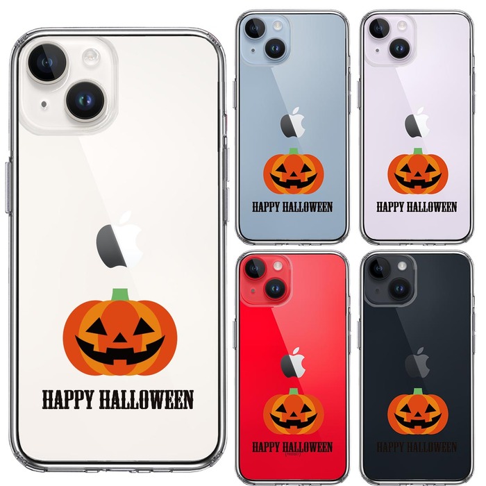 iPhone14 ケース クリア Happy Halloween ハロウィン スマホケース 側面ソフト 背面ハード ハイブリッド -1