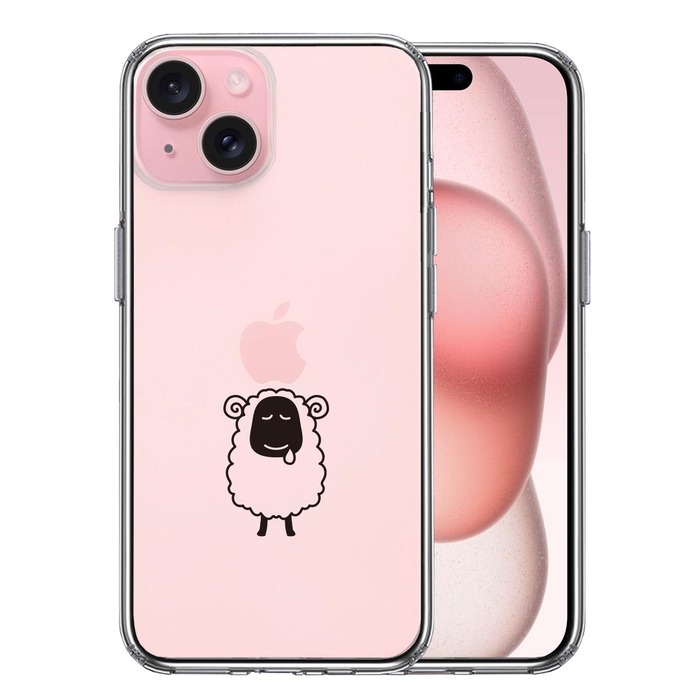 iPhone15Plus ケース クリア ひつじ 羊 スマホケース 側面ソフト 背面ハード ハイブリッド -0