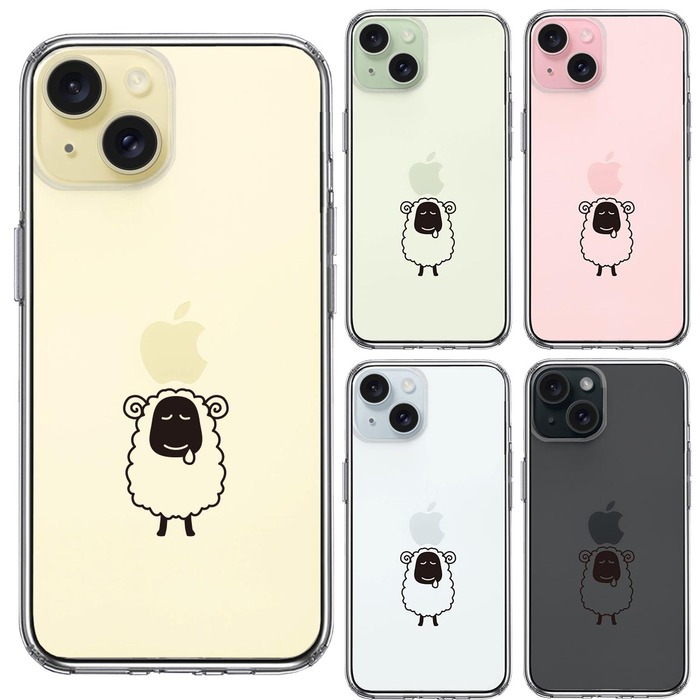 iPhone15Plus ケース クリア ひつじ 羊 スマホケース 側面ソフト 背面ハード ハイブリッド -1