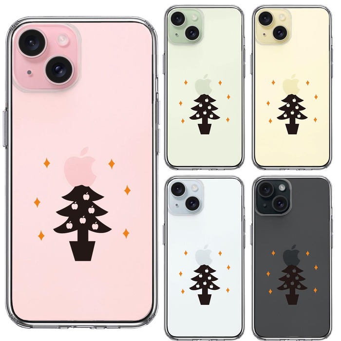 iPhone15Plus ケース クリア Christmas tree クリスマス スマホケース 側面ソフト 背面ハード ハイブリッド -1