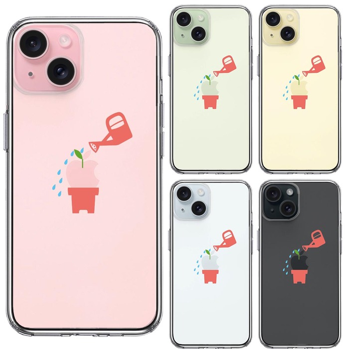 iPhone15Plus ケース クリア 新芽 スマホケース 側面ソフト 背面ハード ハイブリッド -1