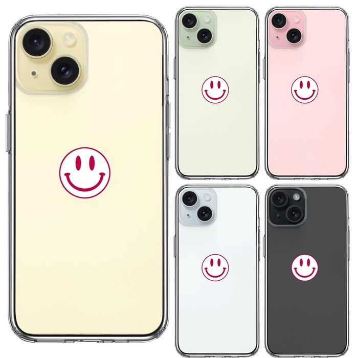 iPhone15 ケース クリア にこちゃん スマイル マーク スマホケース 側面ソフト 背面ハード ハイブリッド -1