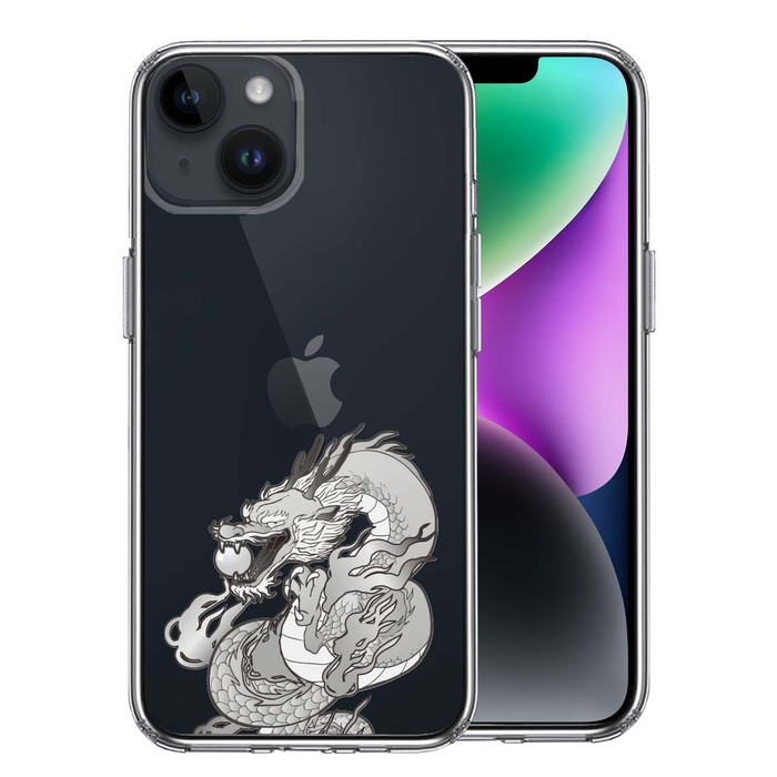 iPhone14Plus ケース クリア 龍 4 スマホケース 側面ソフト 背面ハード ハイブリッド -0