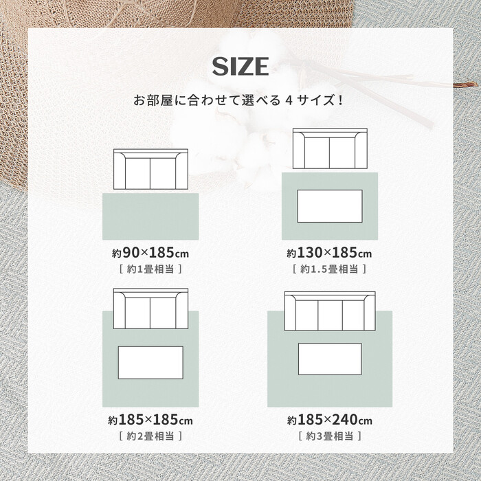 ラグ 洗濯機で洗える ボンディングラグ 約130×185cm インド綿100% 滑り止め付き アルト グリーン-1