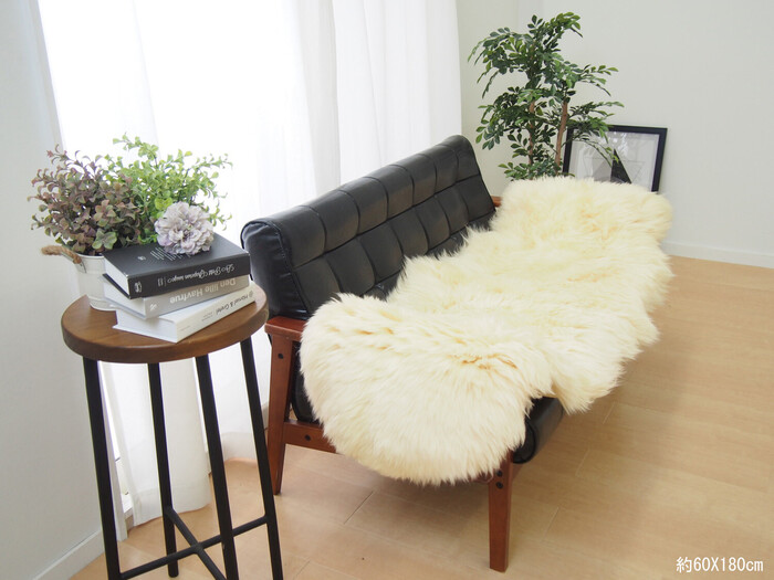 ムートンフリース 約60×90cm 長毛 厚手 M 511 F ベージュ-2