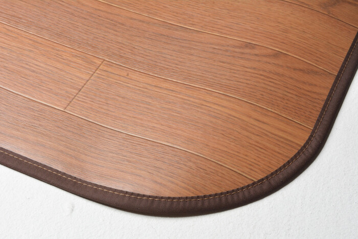 キッチンマット 約45×120cm ブラウン 木目調 撥水 消臭 抗菌 滑り止めシート付き ニオクリン-1