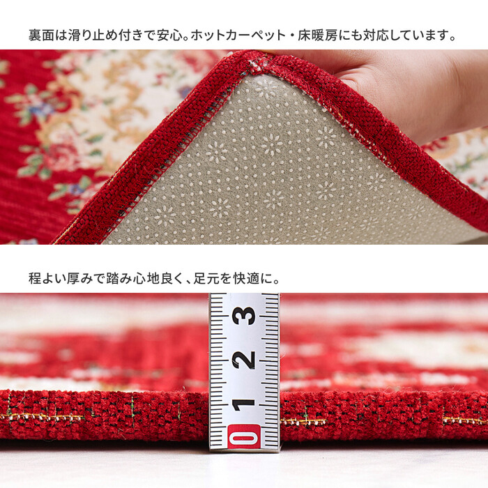 玄関マット 約60×90cm 屋内 ゴブラン織 滑りにくい加工付き ザイン ベージュ-4