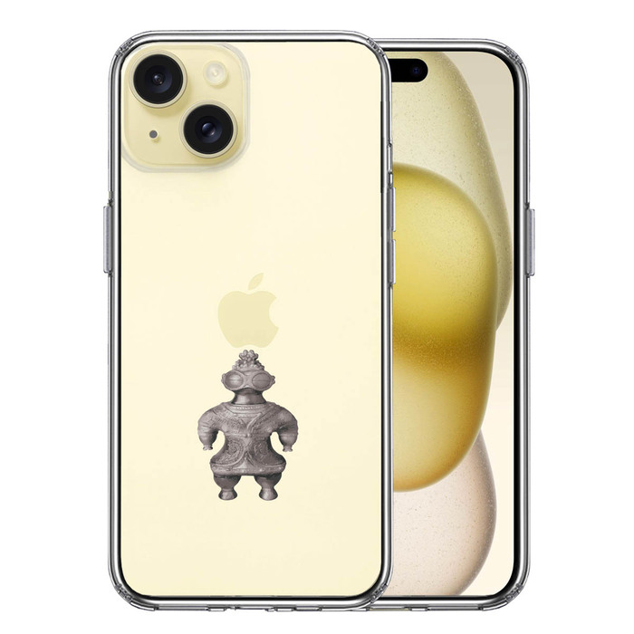 iPhone15Plus ケース クリア 縄文 遮光器土偶 スマホケース 側面ソフト 背面ハード ハイブリッド -0