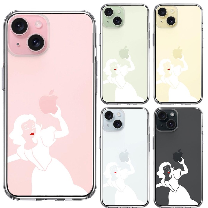 iPhone15 ケース クリア レディ ホワイト スマホケース 側面ソフト 背面ハード ハイブリッド -1