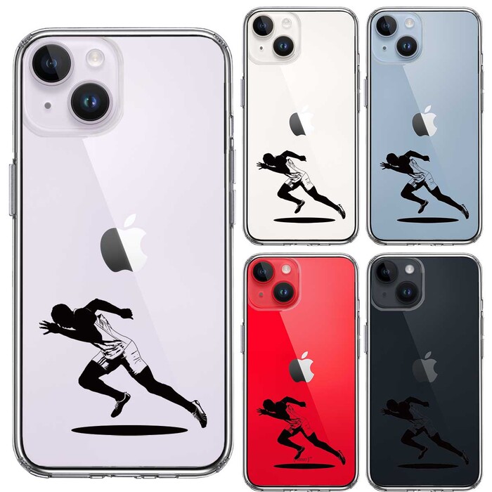 iPhone14Plus ケース クリア スプリンター 走者 ランナー スマホケース 側面ソフト 背面ハード ハイブリッド -1