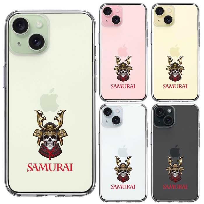 iPhone15 ケース クリア サムライ スカル武者 スマホケース 側面ソフト 背面ハード ハイブリッド -1