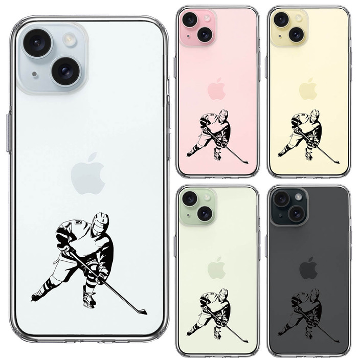 iPhone15 ケース クリア アイスホッケー２ スマホケース 側面ソフト 背面ハード ハイブリッド -1