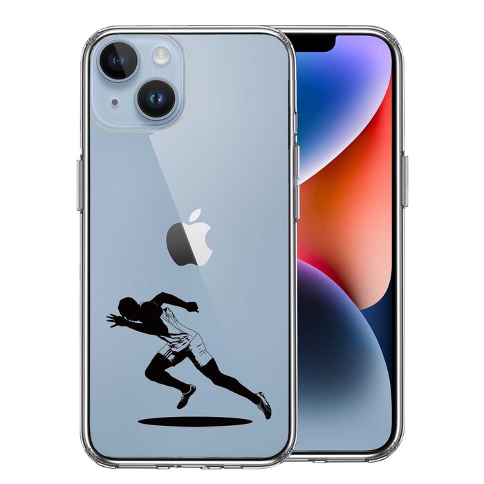 iPhone14 ケース クリア スプリンター 走者 ランナー スマホケース 側面ソフト 背面ハード ハイブリッド -0
