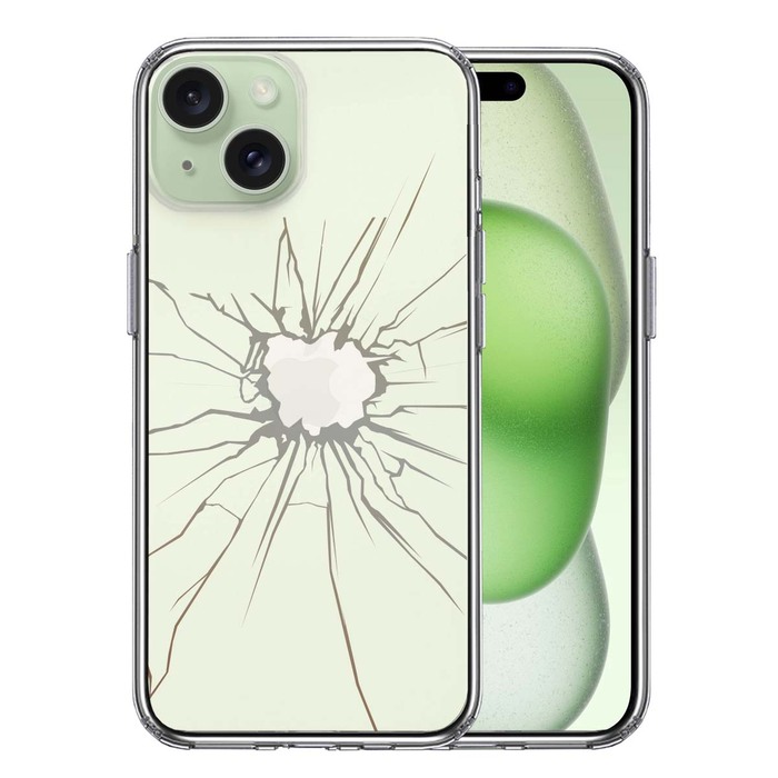 iPhone15 ケース クリア トリックケース 割れたガラス スマホケース 側面ソフト 背面ハード ハイブリッド -0