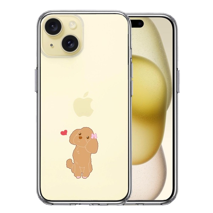 iPhone15 ケース クリア プードル ハート スマホケース 側面ソフト 背面ハード ハイブリッド -0