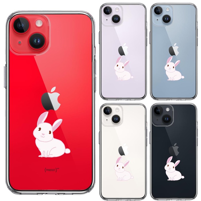 iPhone14Plus ケース クリア うさぎ スマホケース 側面ソフト 背面ハード ハイブリッド -1