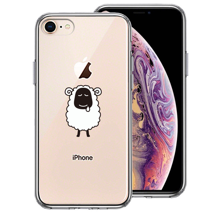 iPhone8 ケース クリア 羊 ひつじ スマホケース 側面ソフト 背面ハード ハイブリッド -0