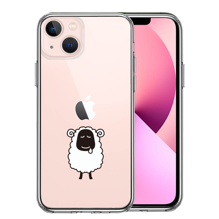 iPhone13mini ケース クリア 羊 ひつじ スマホケース 側面ソフト 背面ハード ハイブリッド -0