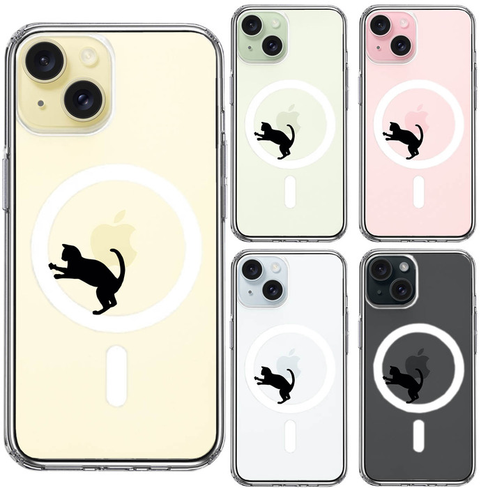 iPhone15 MagSafe対応 ケース クリア キャットホイール ルームランナー 3 スマホケース 側面ソフト 背面ハード ハイブリッド -1