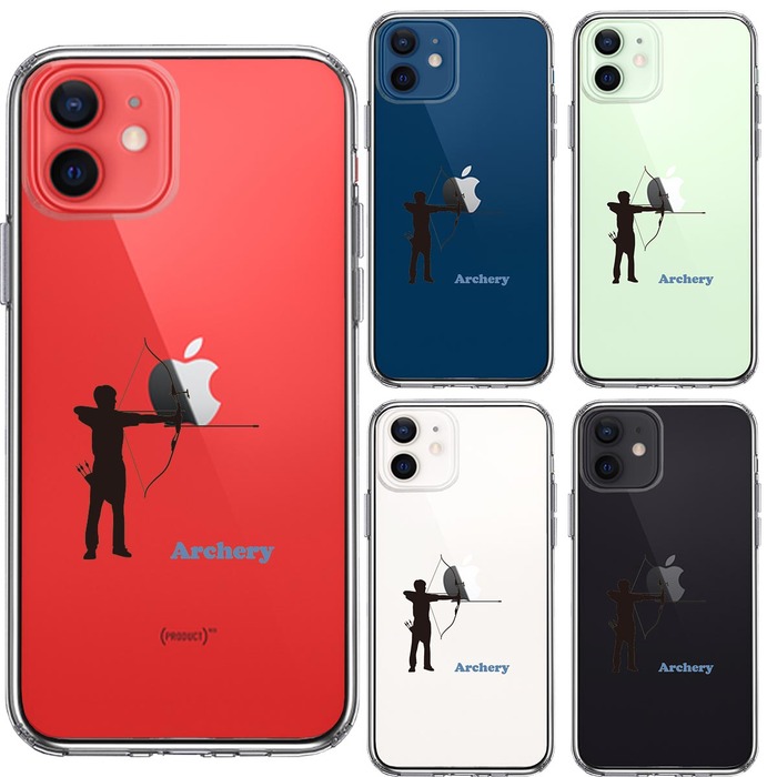 iPhone12 ケース クリア アーチェリー 洋弓 スマホケース 側面ソフト 背面ハード ハイブリッド -1