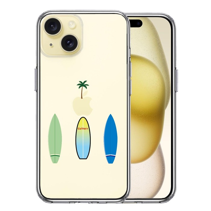 iPhone15Plus ケース クリア サーフボード スマホケース 側面ソフト 背面ハード ハイブリッド -0