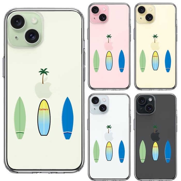 iPhone15Plus ケース クリア サーフボード スマホケース 側面ソフト 背面ハード ハイブリッド -1