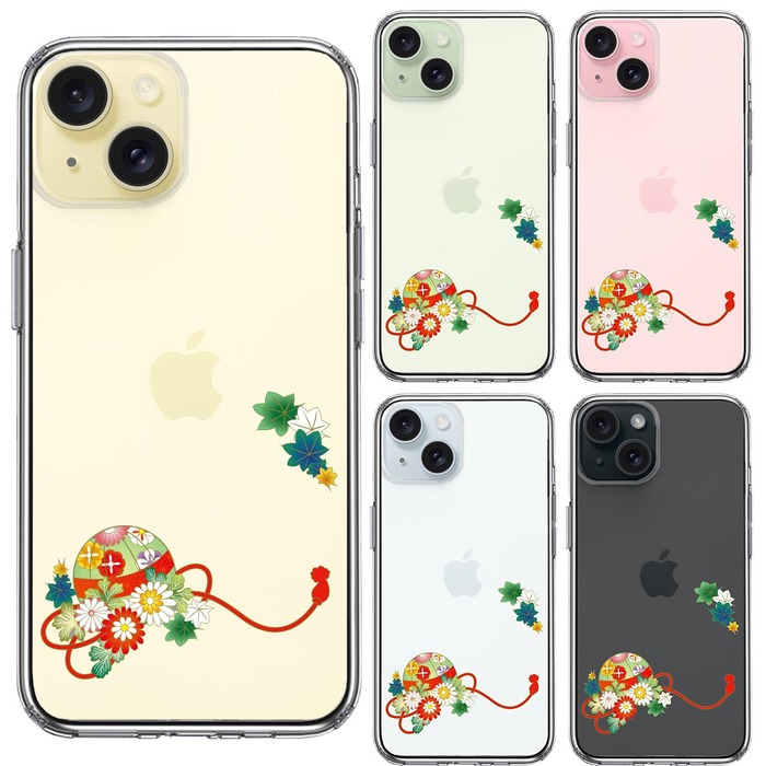 iPhone15Plus ケース クリア 和柄 花車 スマホケース 側面ソフト 背面ハード ハイブリッド -1