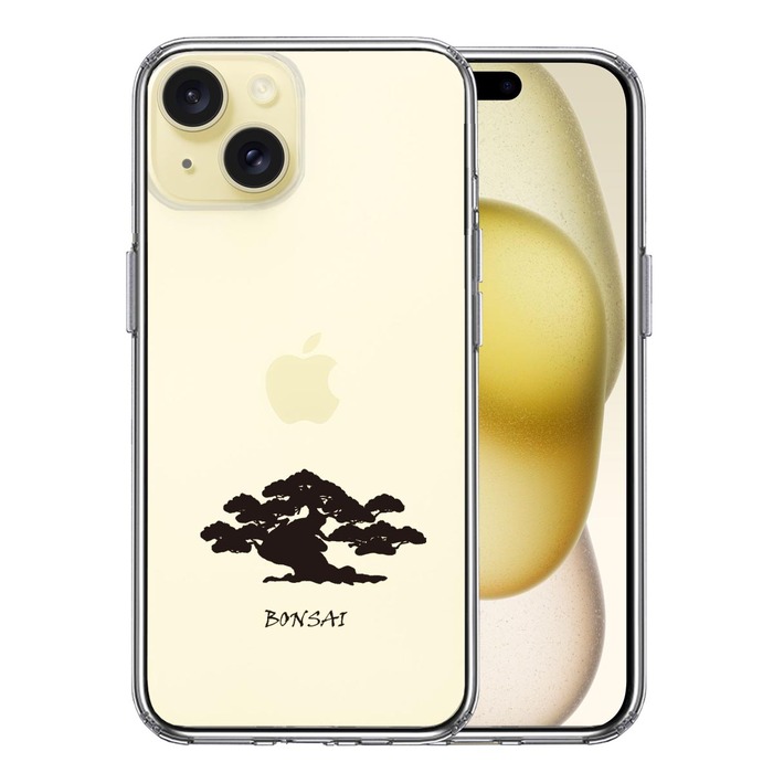 iPhone15Plus ケース クリア 盆栽 BONSAI スマホケース 側面ソフト 背面ハード ハイブリッド -0