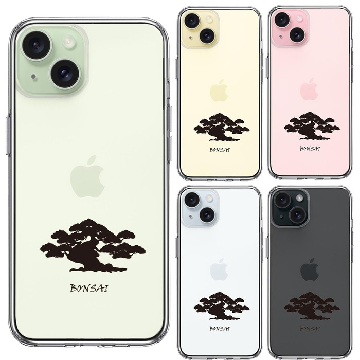 iPhone15Plus ケース クリア 盆栽 BONSAI スマホケース 側面ソフト 背面ハード ハイブリッド -1