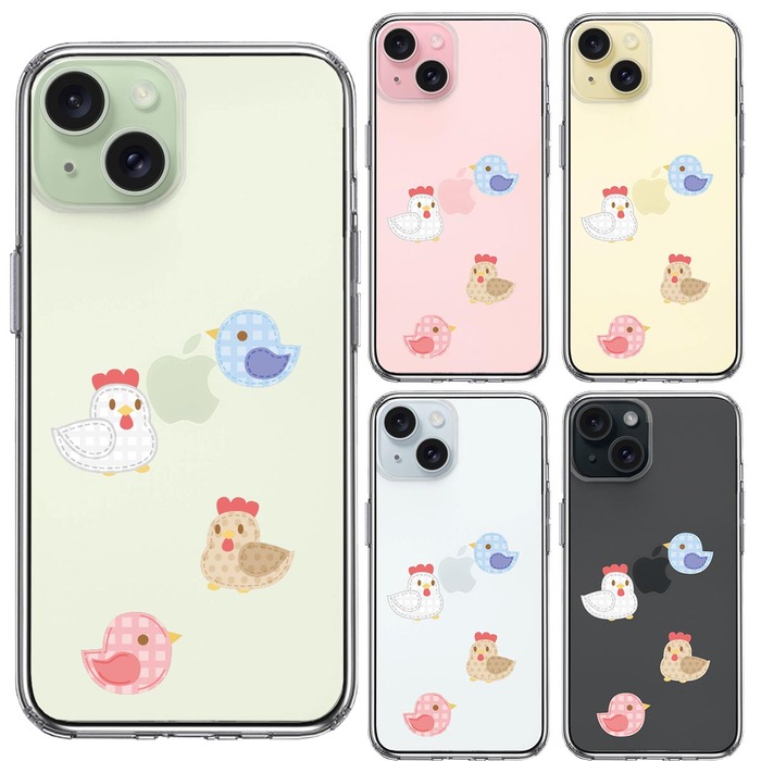iPhone15Plus ケース クリア とり 鳥 ひよこ 雛 アップリケ風 スマホケース 側面ソフト 背面ハード ハイブリッド -1