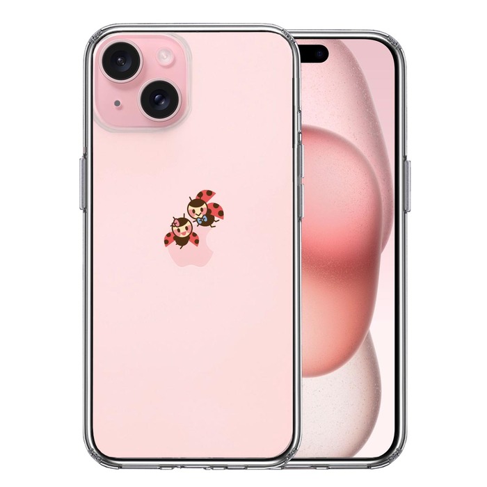 iPhone15Plus ケース クリア てんとう虫 カップル スマホケース 側面ソフト 背面ハード ハイブリッド -0
