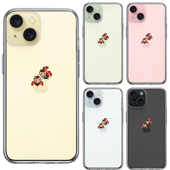 iPhone15Plus ケース クリア てんとう虫 カップル スマホケース 側面ソフト 背面ハード ハイブリッド -1