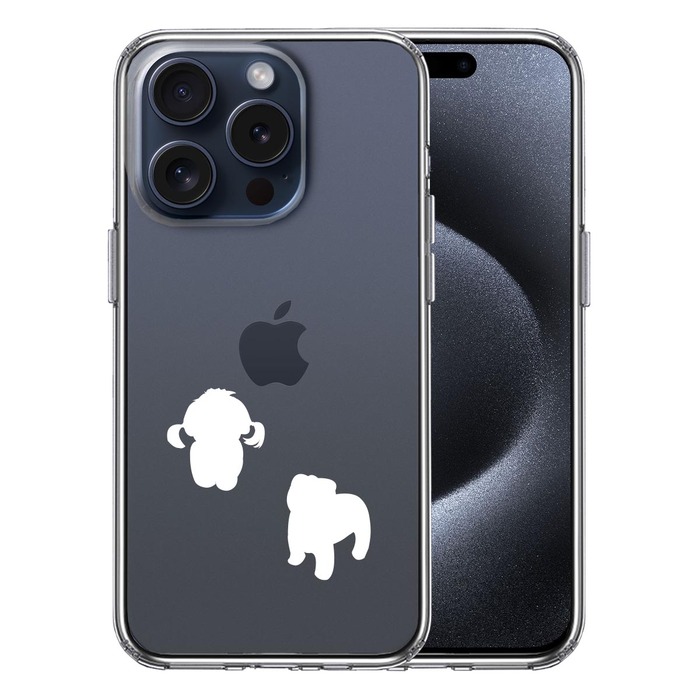 iPhone15Pro ケース クリア 子犬シルエット パピー ホワイト スマホケース 側面ソフト 背面ハード ハイブリッド -0
